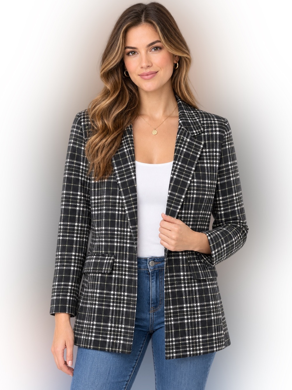Liverpool Glen Plaid Boyfriend Blazer Princess Darts Size 2X Career Black Green